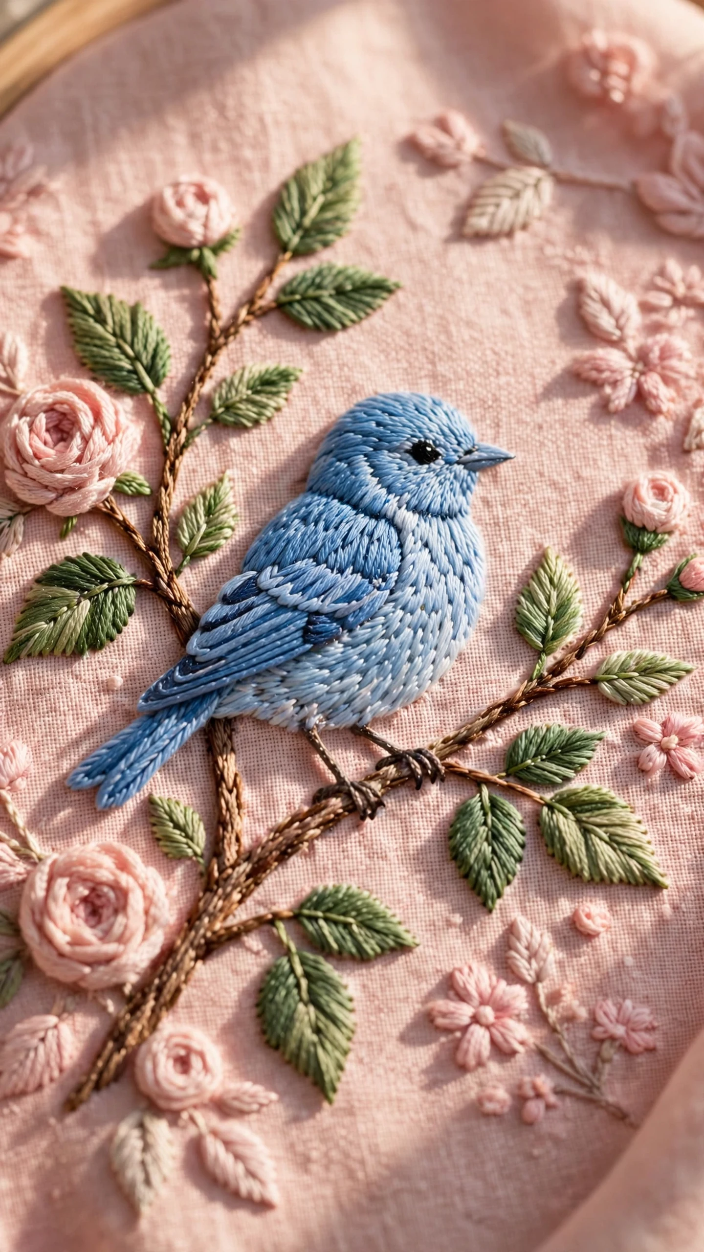 Little bird on a branch embroidery idea for beginners