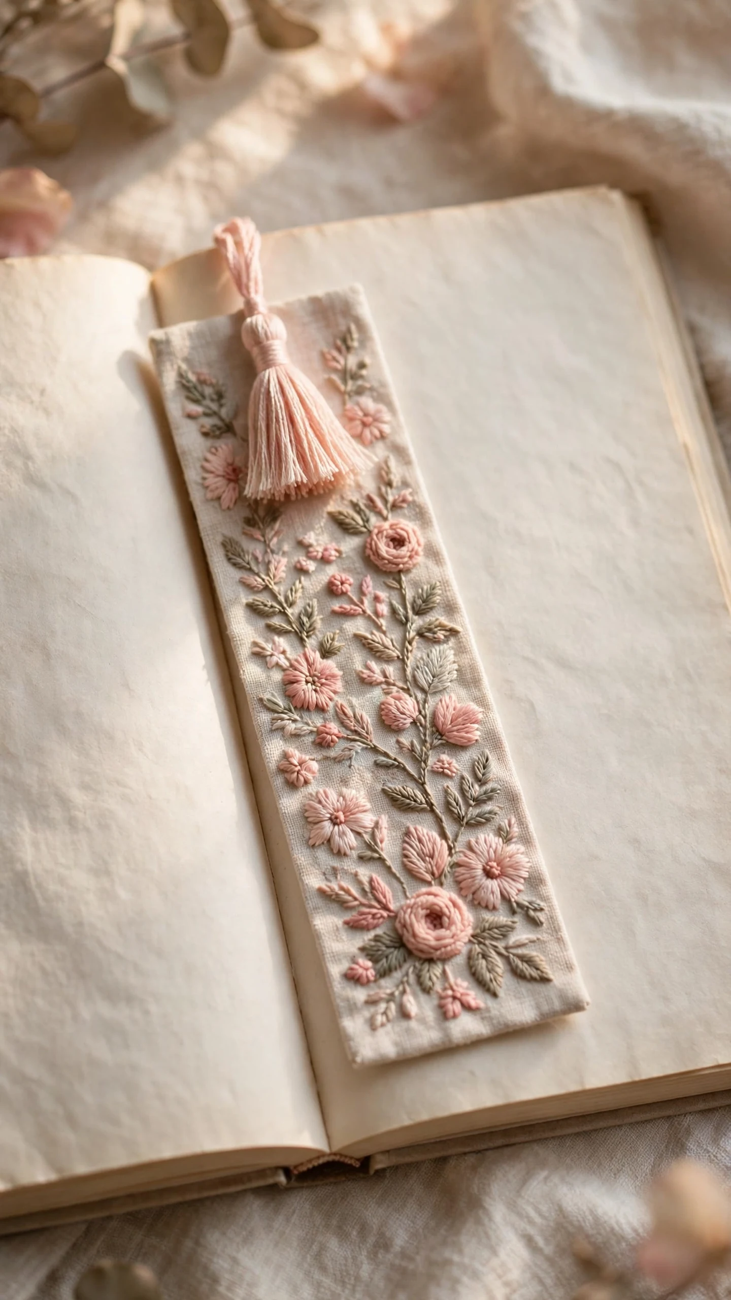 Embroidered bookmark idea for beginners
