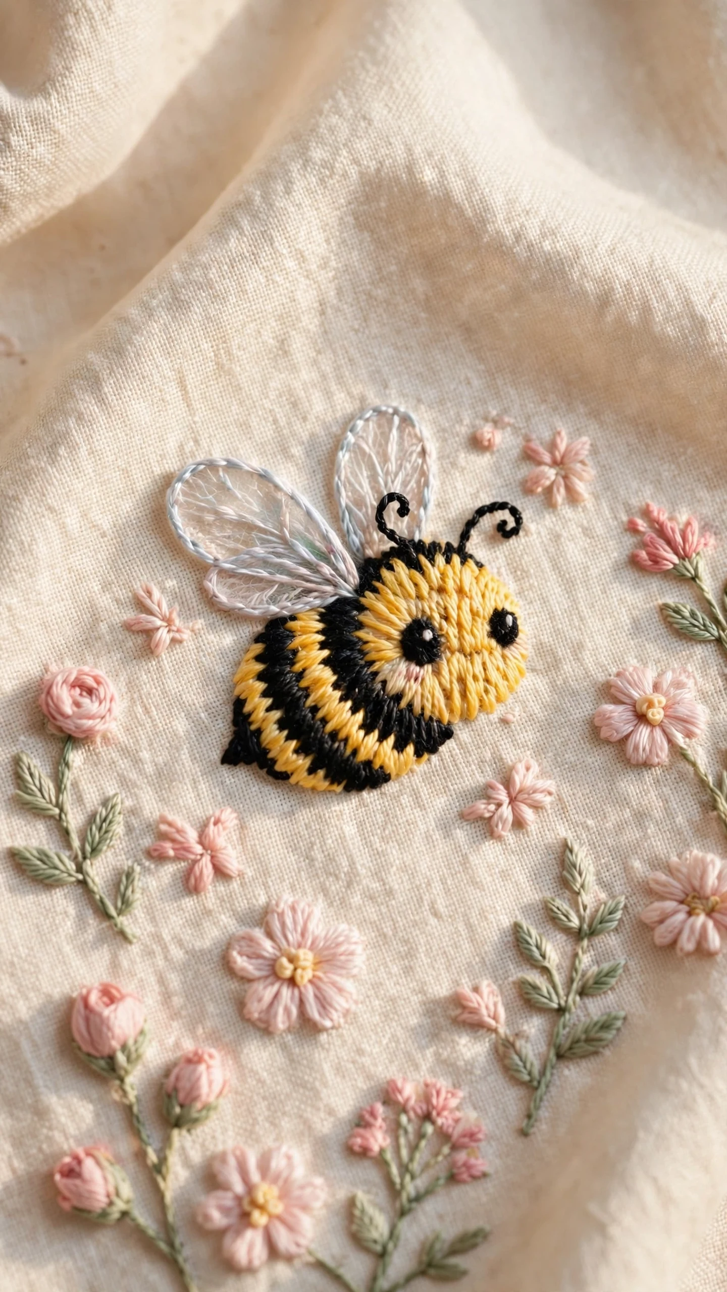 Buzzing bee embroidery idea for beginners