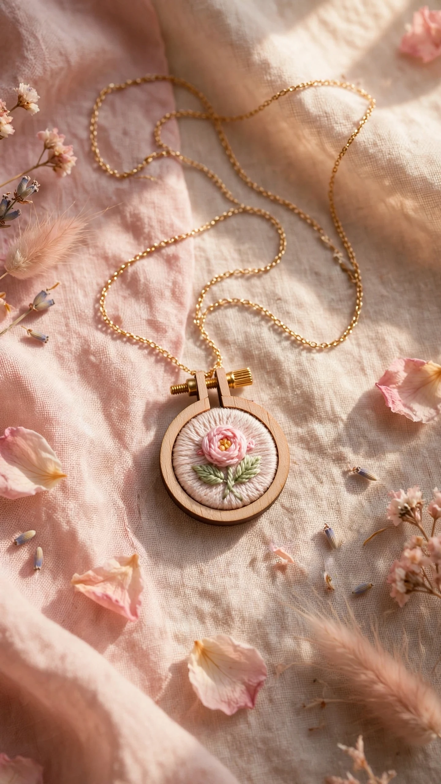 Mini hoop necklace embroidery idea for beginners