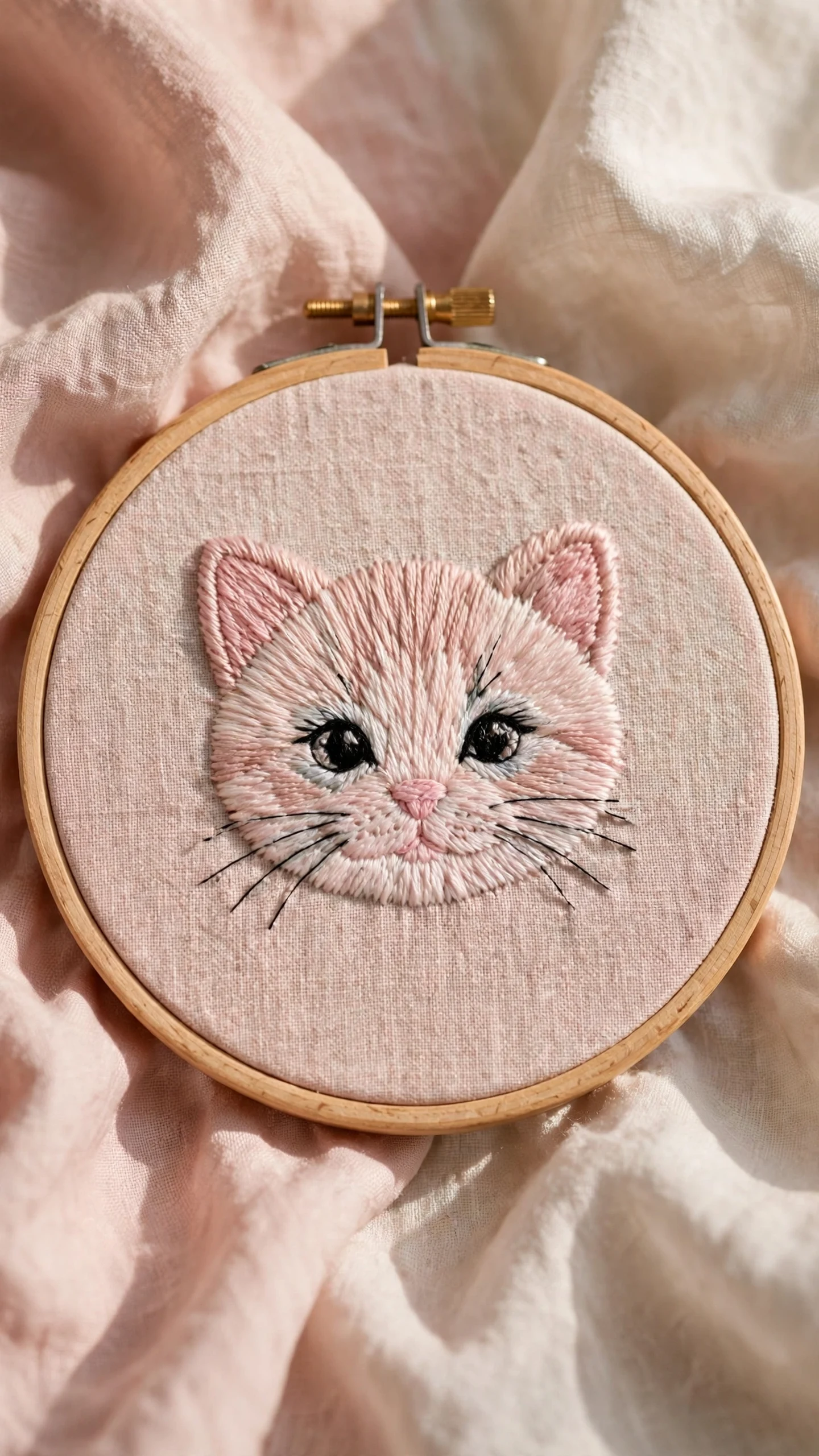 Kitten face embroidery idea for beginners