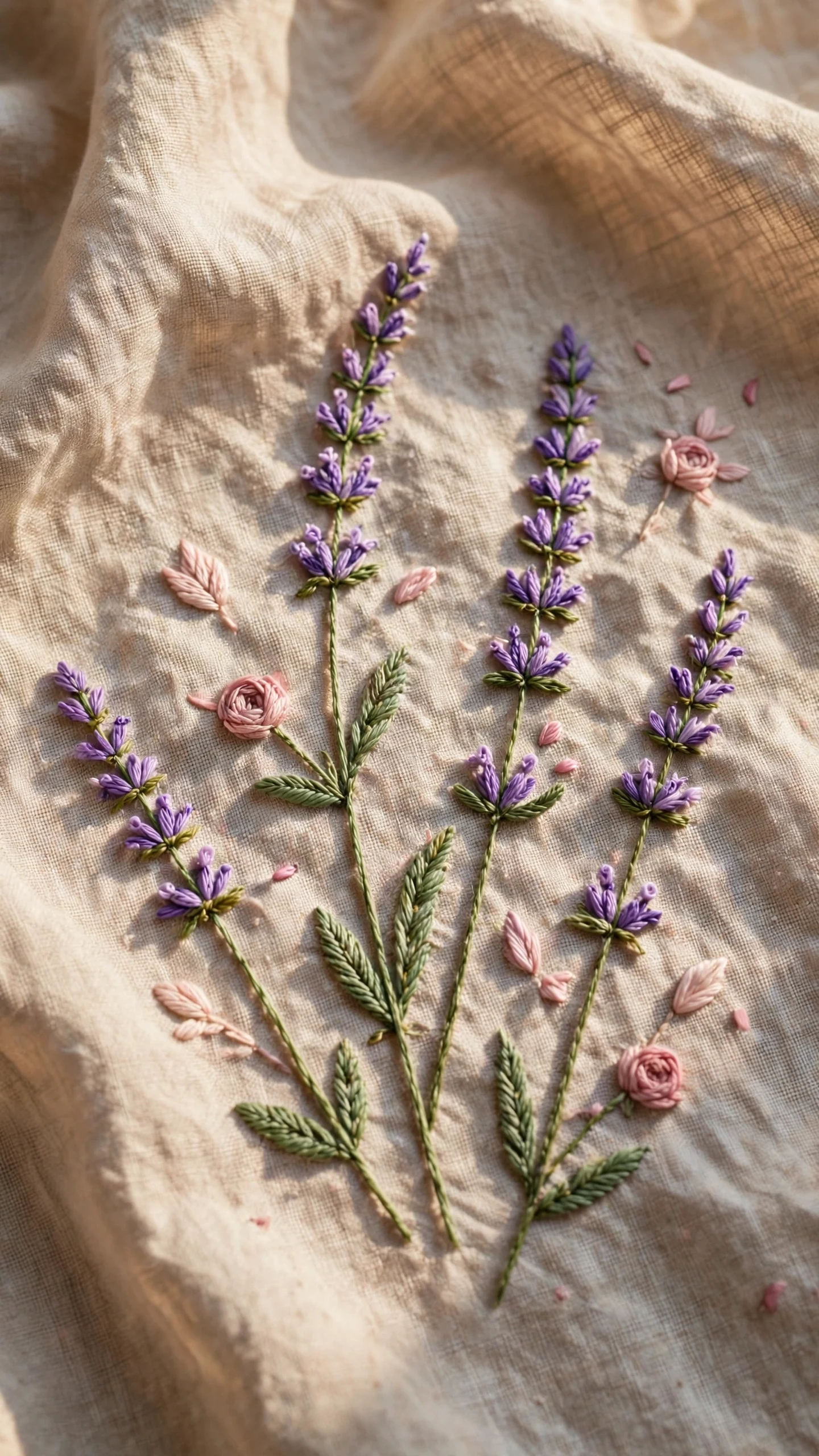 Lavender sprigs embroidery idea for beginners