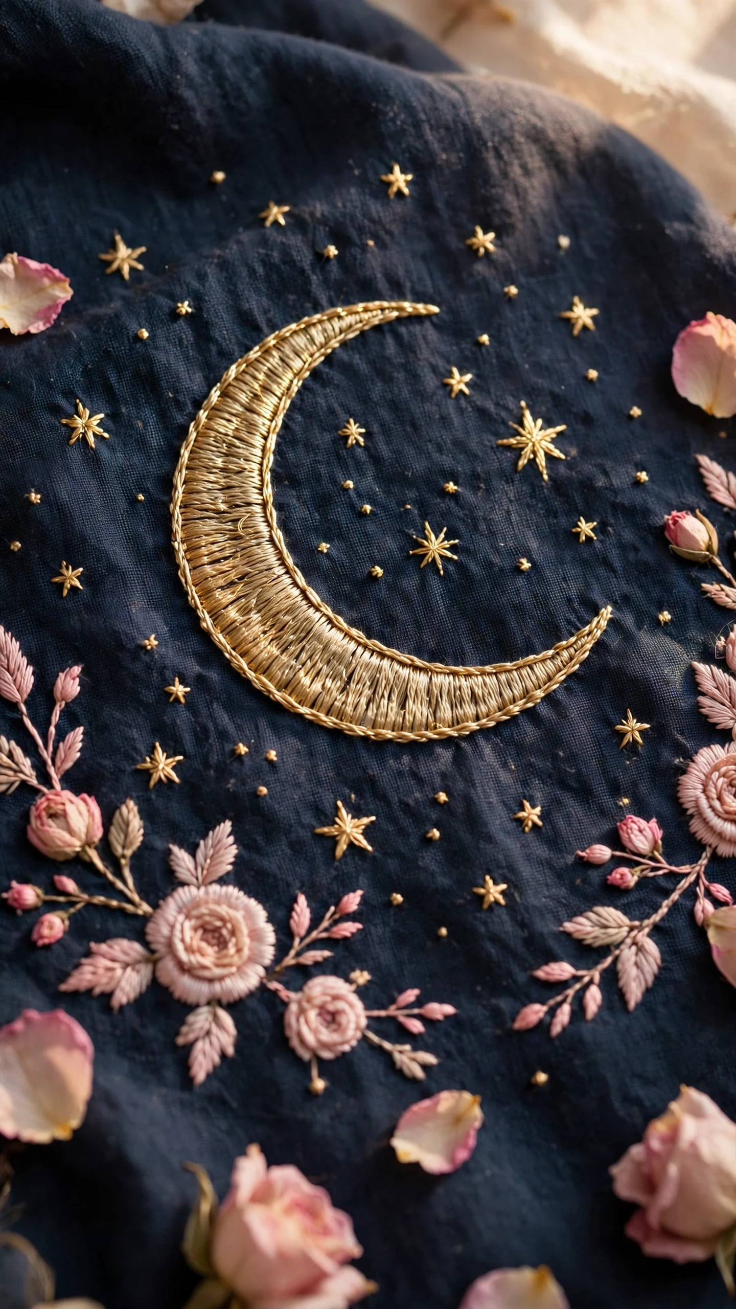 Moon and stars embroidery idea for beginners