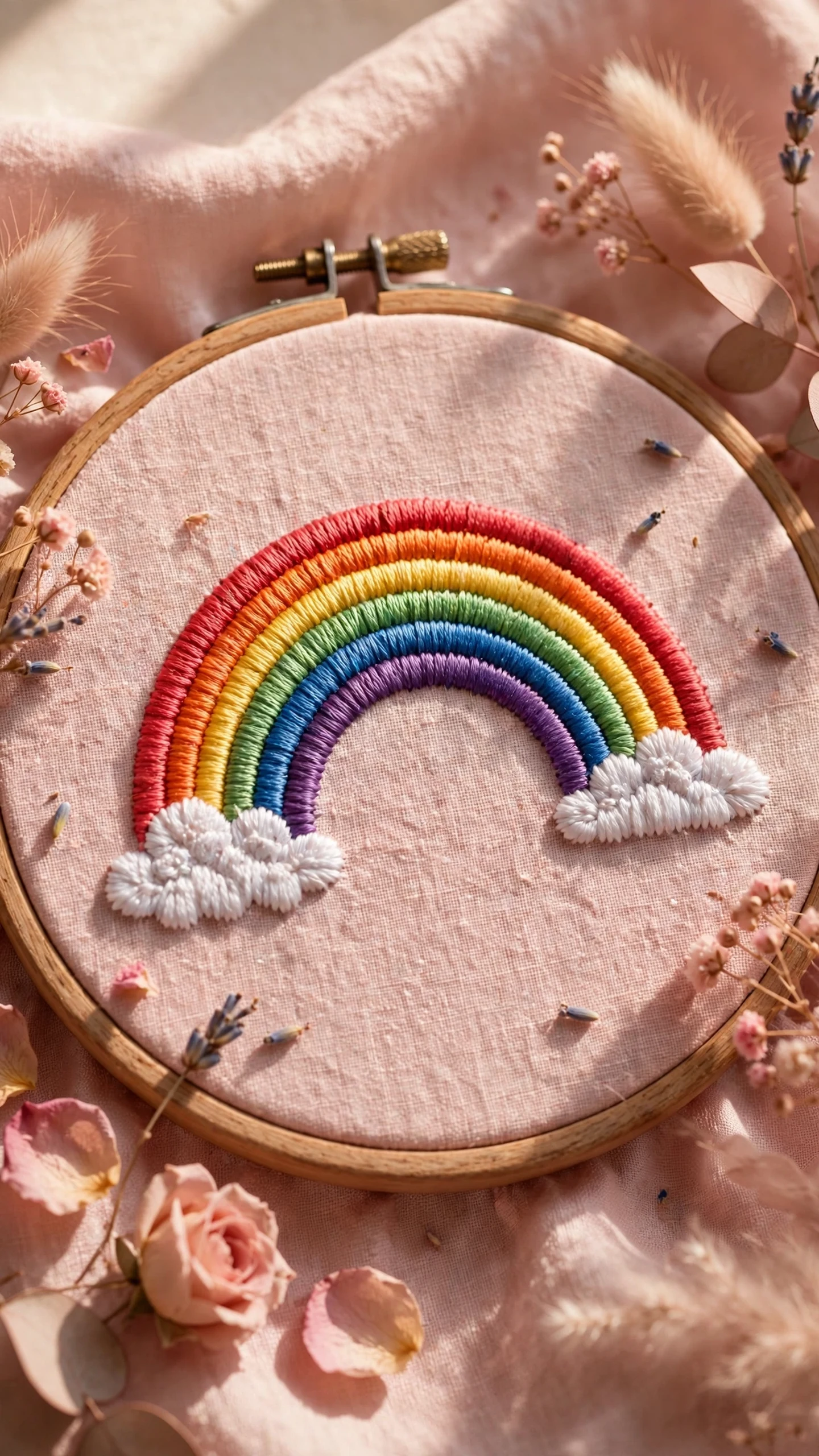 Rainbow arc embroidery idea for beginners