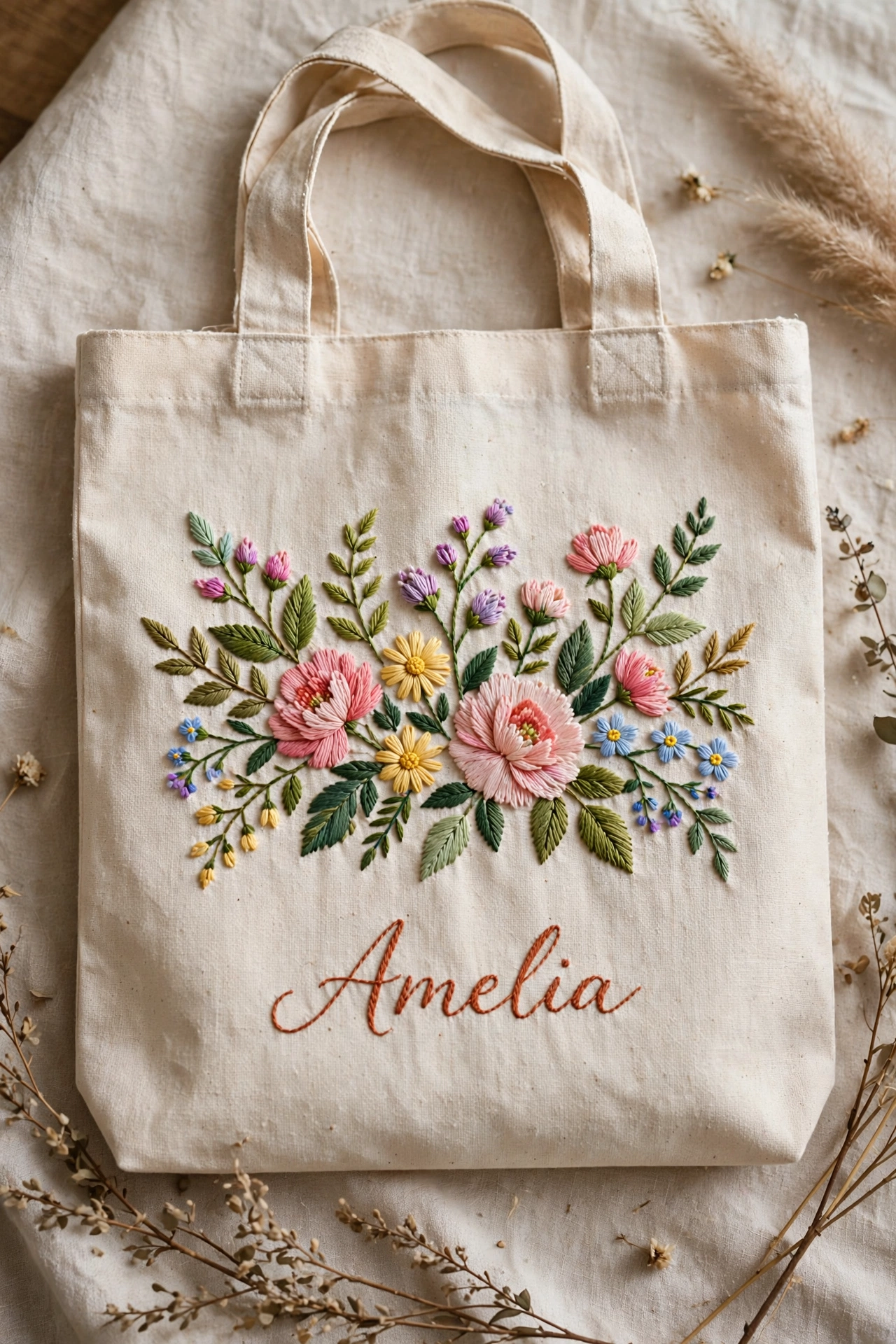 Personalized tote bag embroidery idea for beginners
