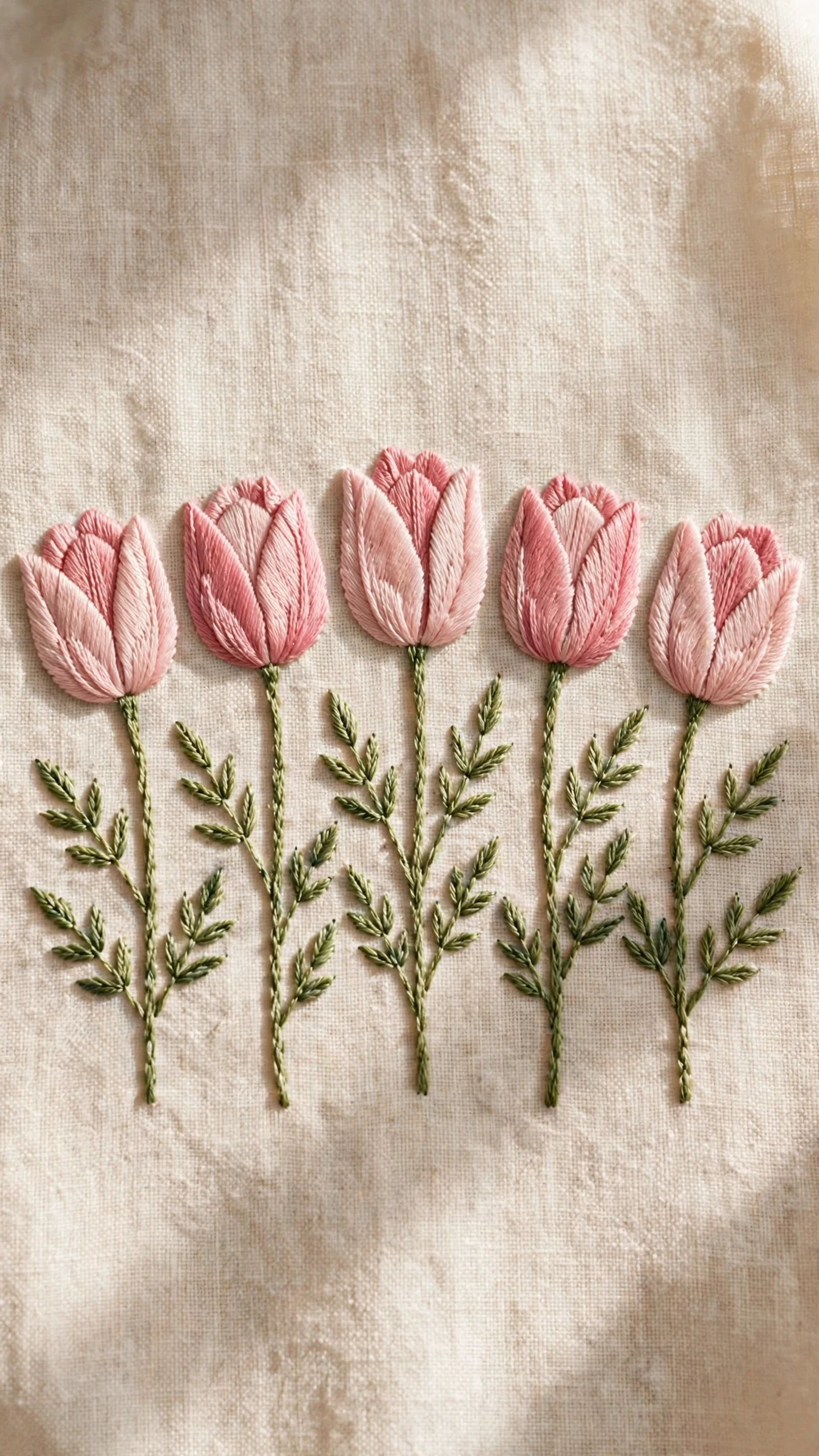 Spring tulips embroidery idea for beginners